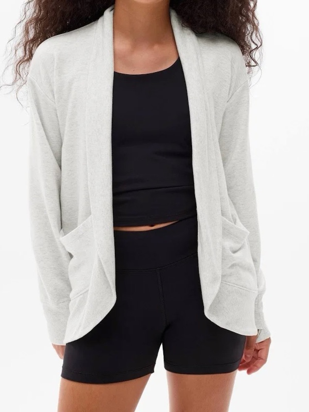 Athleta girl Light Gray Open-Front Cardigan- size 8/10